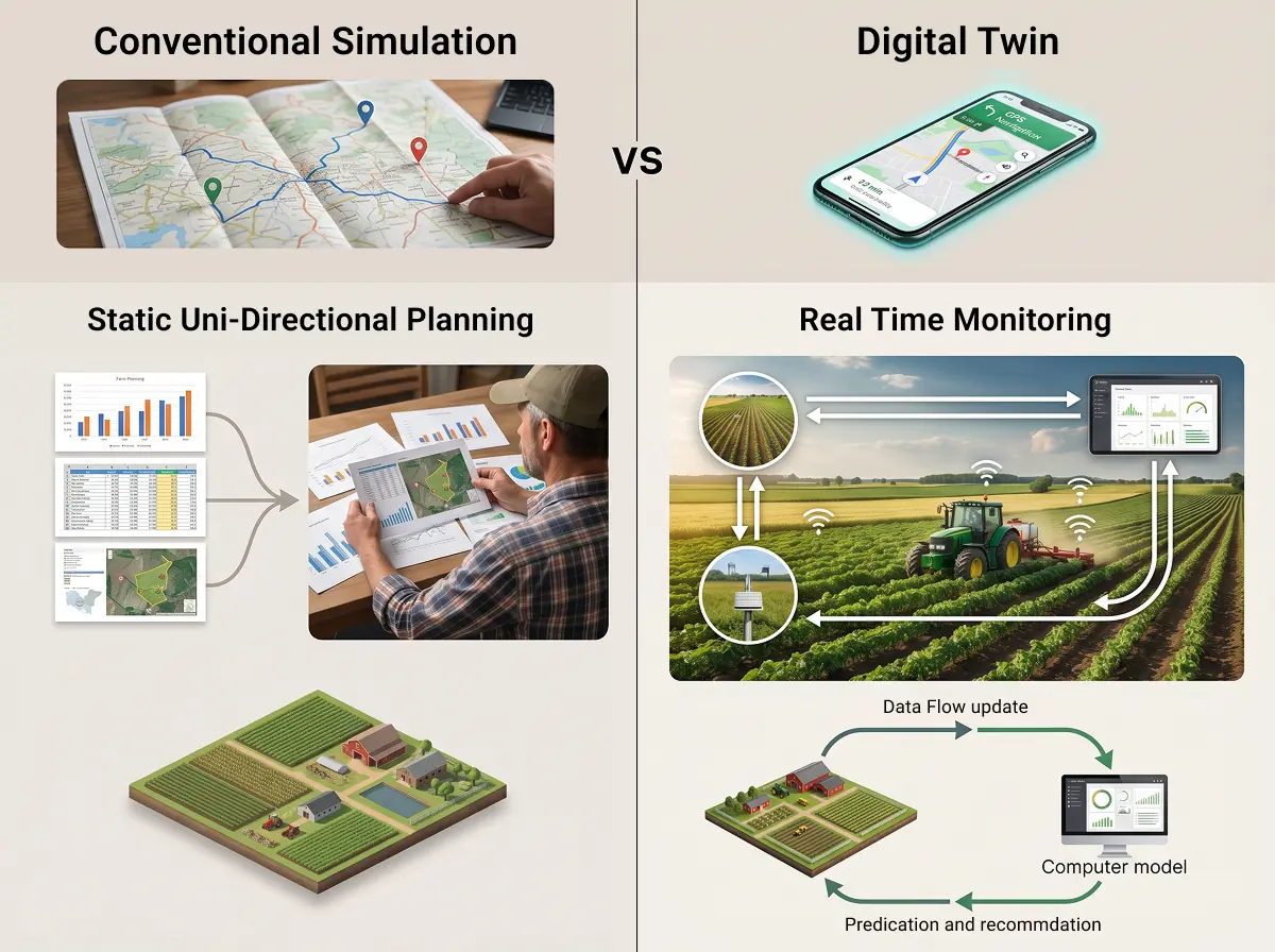 Digital twin vs. conventional simulation